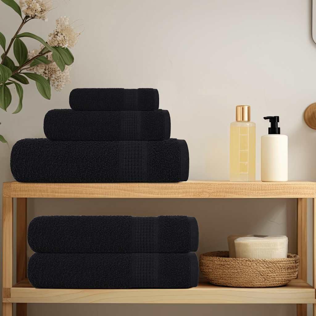 vidaXL Toallas de Invitados 10 uds 100% algodón Negro 70x140cm 360gsm
