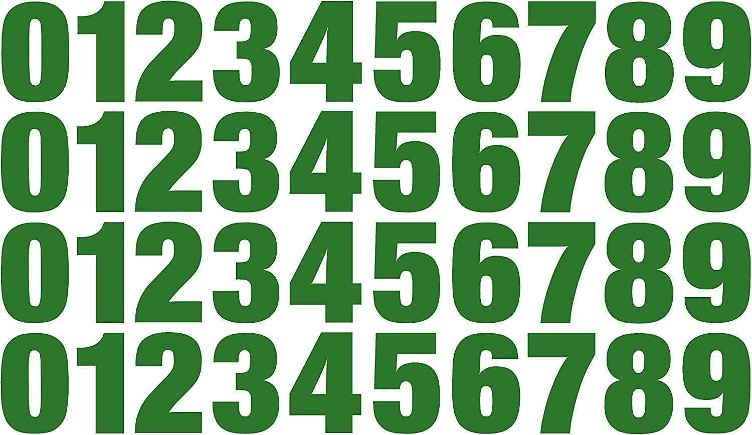 Reflective Green Vinyl Numbers Stickers 0-9 (4 of Each Number, 40 Total Numbers) Choose from 1" to 12" Sizes (RV2) (3.5")