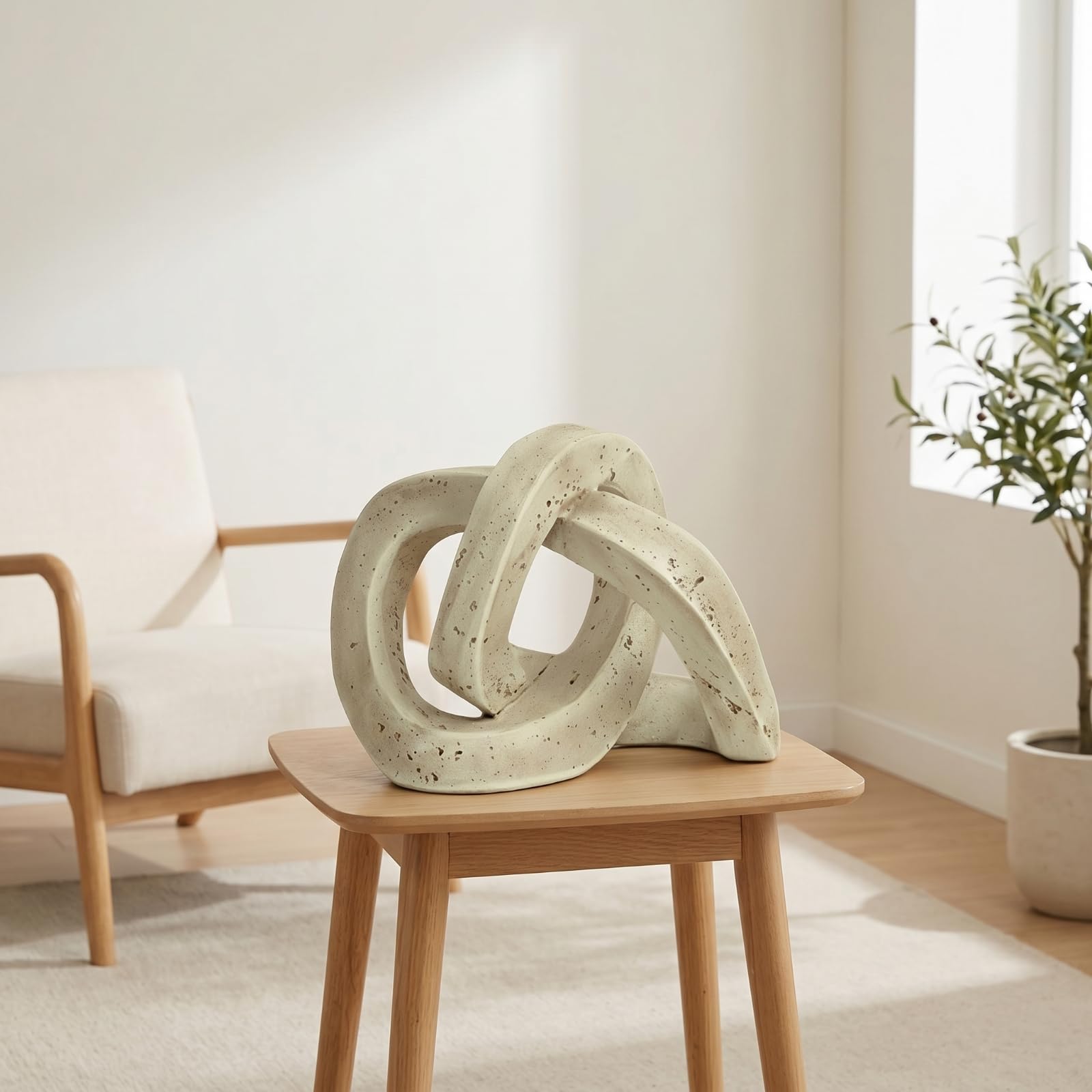 Escultura de Arte Abstracto Escultura Ornamento Hogar Estatuilla Figura con Lazo Orgánico y Superficie Texturada Adecuada para Dormitorio Salón Mesa, Pequeño - 23 13.8 17cm
