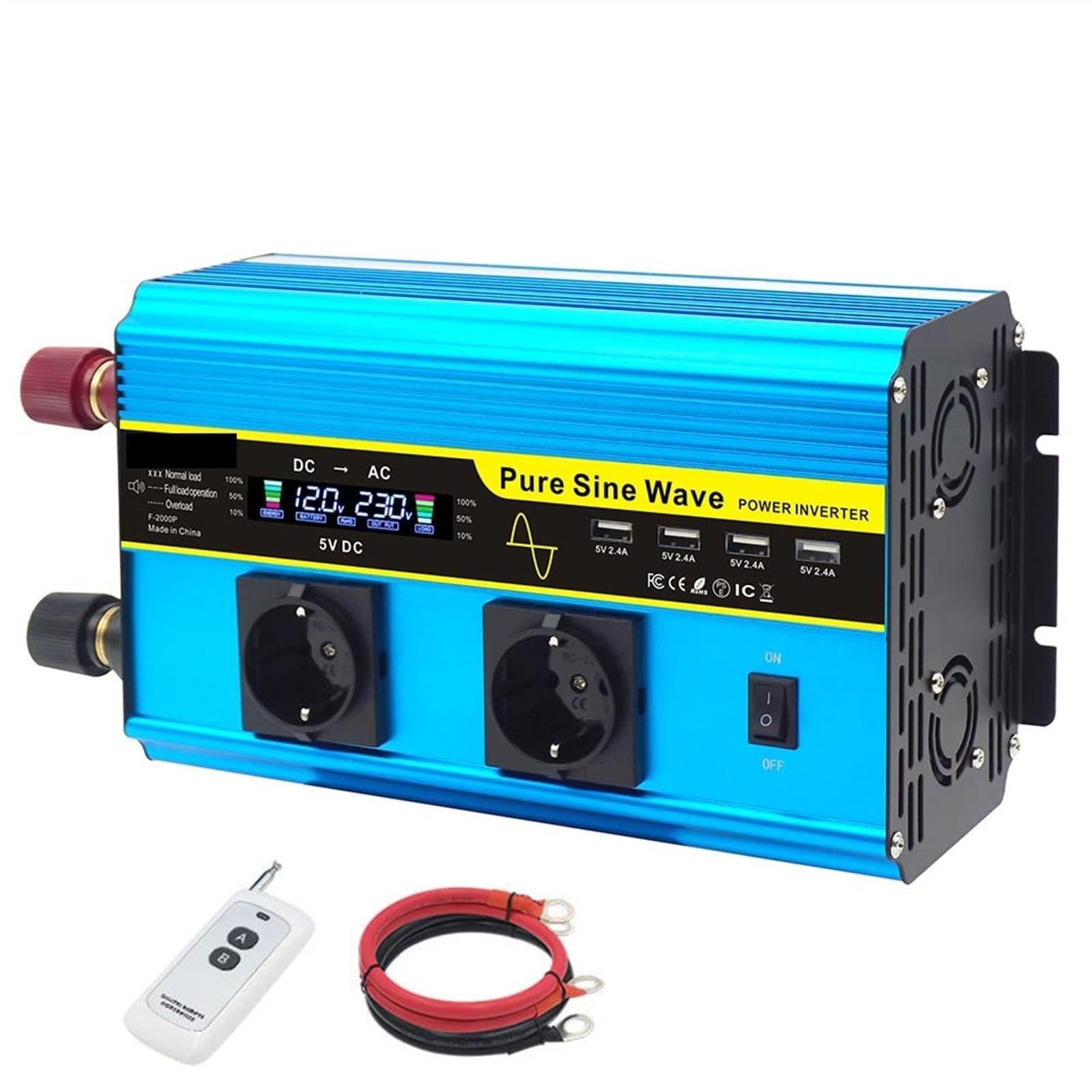 CUDTAPI Pure Sine Wave Inverter 4000W/8000W Inverter 12V 230 12v To 220 Converter 4 Way Output Voltage With 4 USB Charger 5V(3200W,Onecolor)