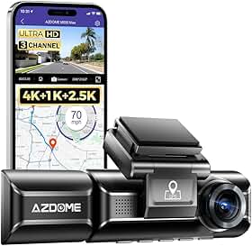 Câmera Veicular M550 Max 4K 3 Canais Dash Cam, Gravação Frontal, Traseira e Lateral, Visão Noturna, Detecção de Movimento, GPS Integrado, Wi-Fi 5G, Gravação e Segurança Completa