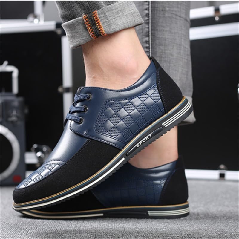 Men's Leather Shoes Casual Shoes Commuting Business Shoes Patchwork(Blue,14)3
