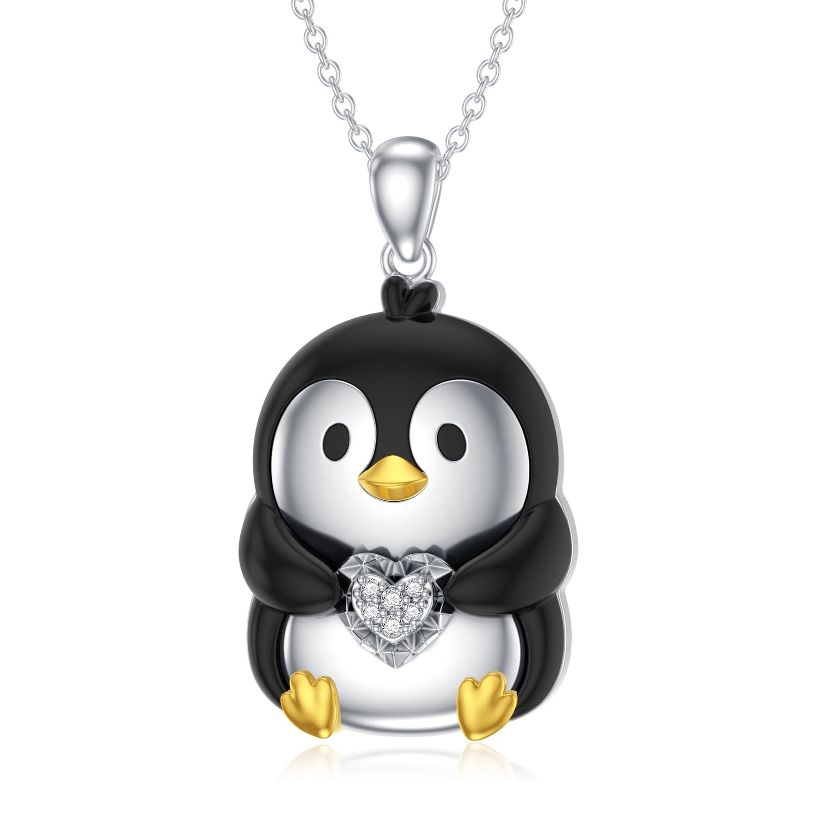 Diamant Pinguin Kette für Damen 925 Sterling Silber Penguin Anhänger Halskette mit Lab-Grown Diamant Schmuck Geschenke