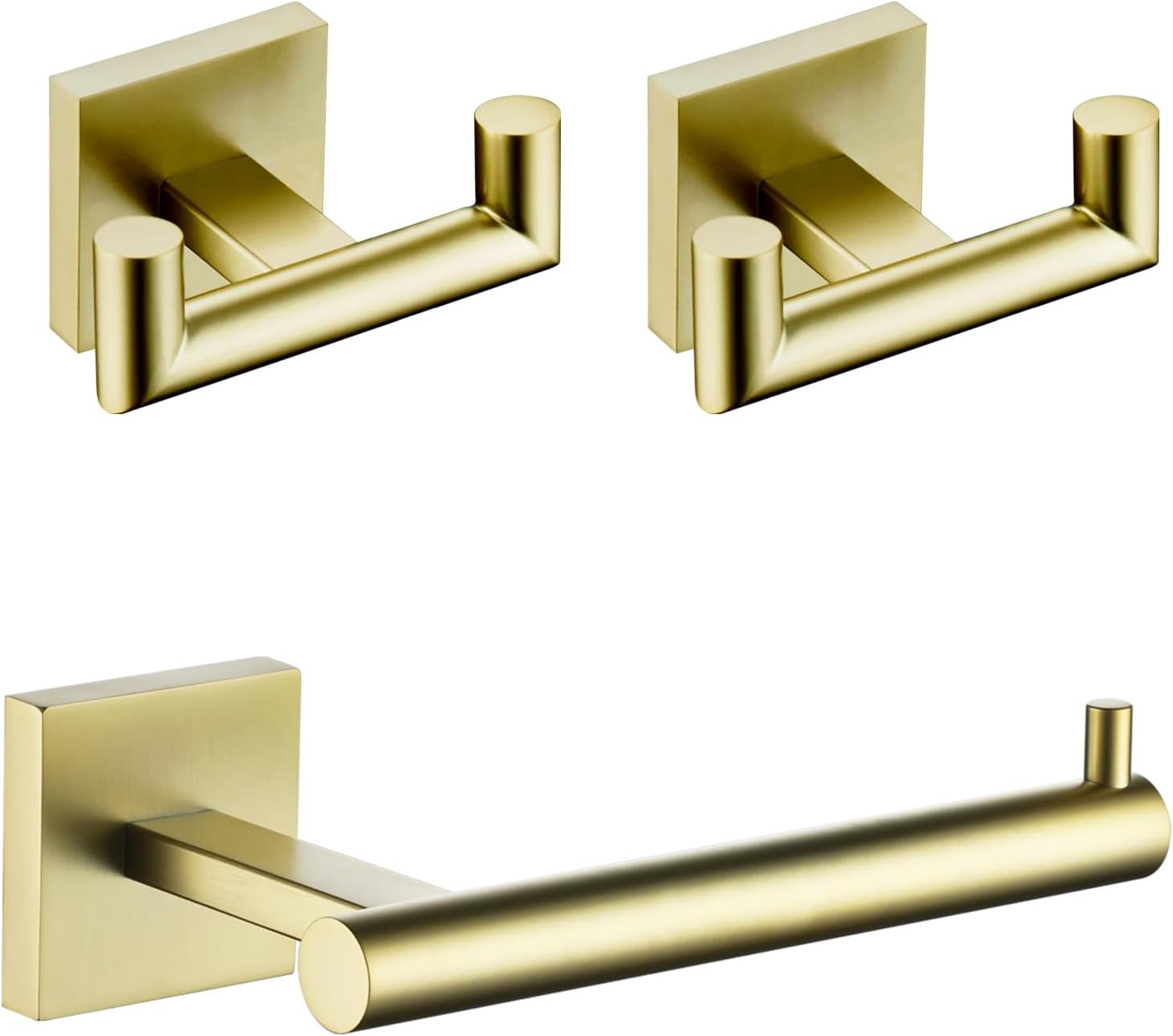 KOKOSIRI Toilet Paper Holder for Bathroom Toilet Roll Holder Hold Mega Rolls Robe Hook Bathroom Double Towel Coat Hooks Brushed Gold B2005BG+B1015BG-P2