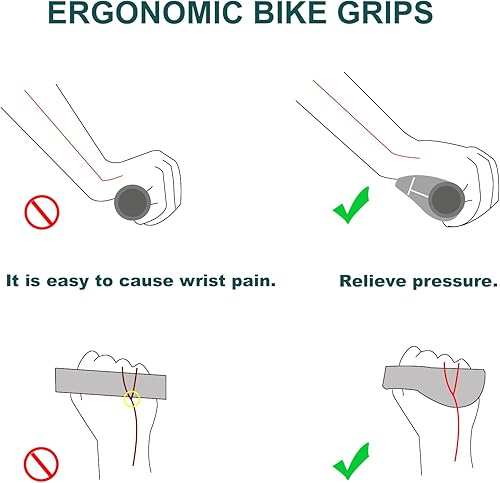 Miniatura 4 de TRELC Empuñaduras para manillar de bicicleta, empuñaduras de palanca de cambio, antideslizantes de goma suave Ergo para bicicleta de MTB, BMX,