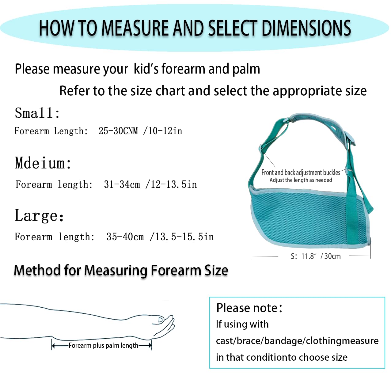 Adjustable Kid's Arm Sling Suitable for shoulder injuries and post-operative rehabilitation Adjustable comfortable shoulder support Fits either arm (Blue, Small) - Image 3