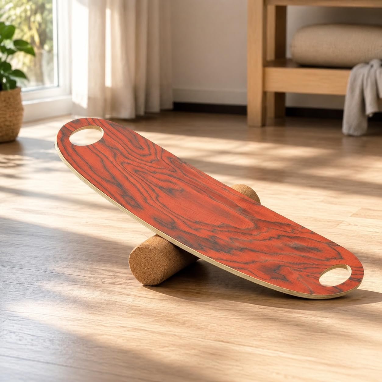 Balance Board in Legno Composito, Tavola Proprioceettiva con Rullo in, Pedana di Equilibrio Portatile per Adulti e Bambini