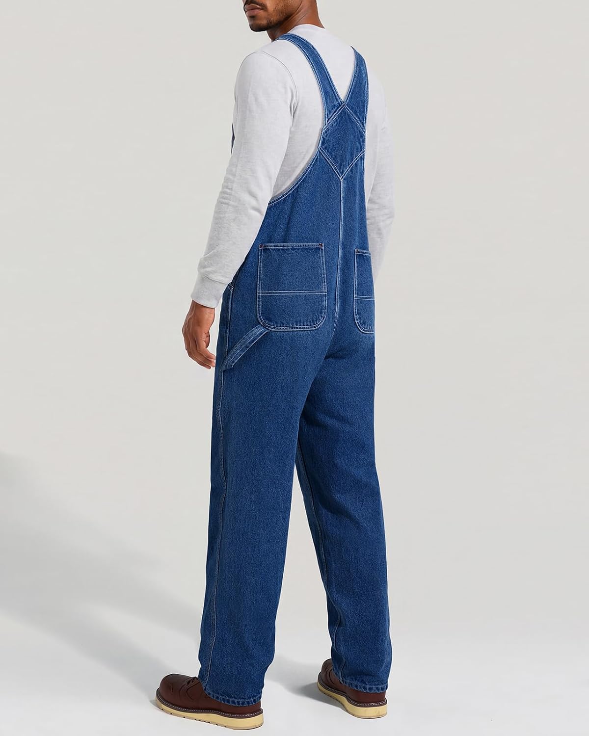 HISEA Men's Denim Bib Overalls, Men's Overalls Workwear with Adjustable Straps and Convenient Tool Pockets