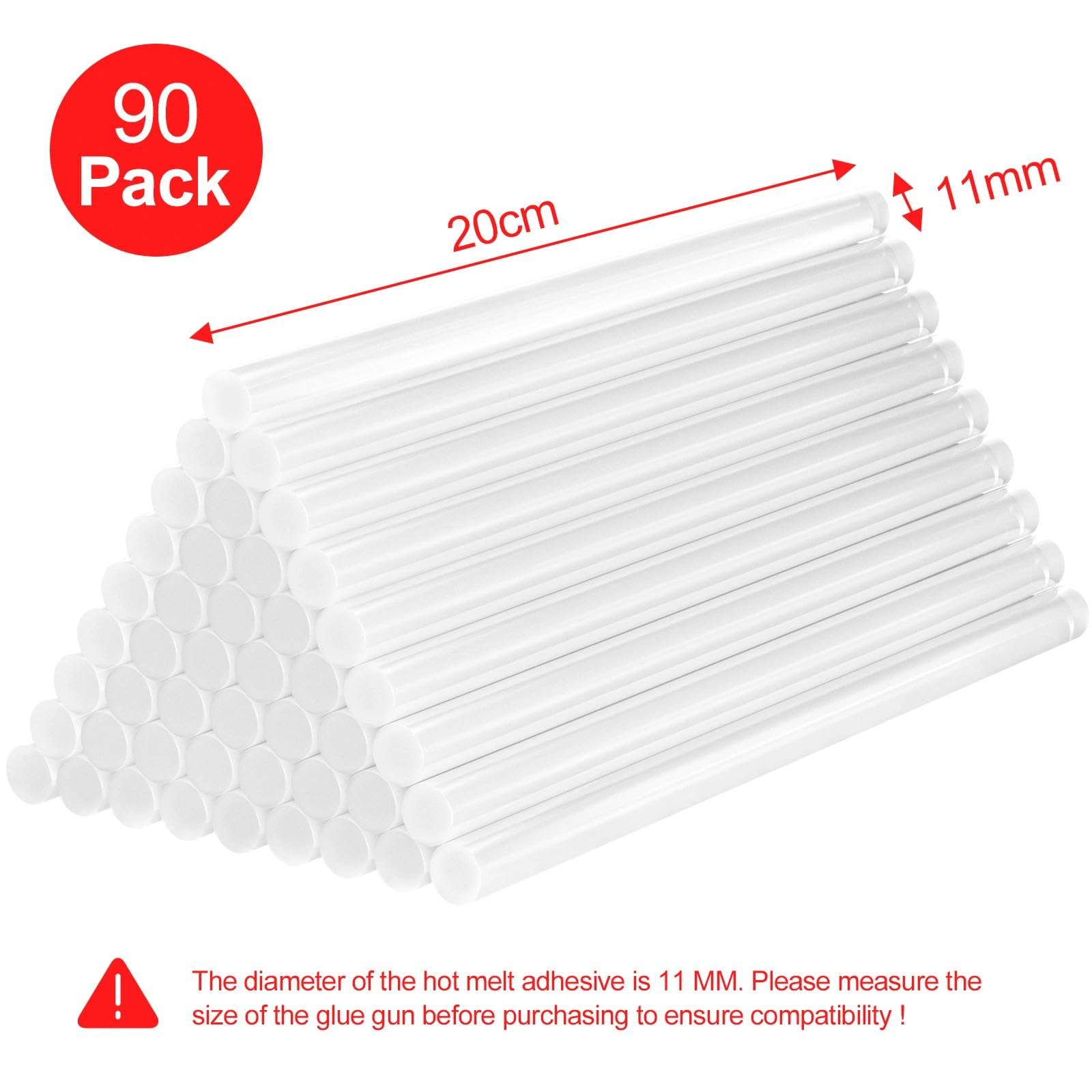 Relota 90 piezas Pegamento Termofusible 11 x 200mm, Barras de Pegamento Caliente Transparente para Pistola de Pegamento Caliente, barras de silicona para Bricolaje, Sellado y Fijación