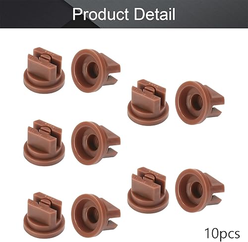Miniatura 4 de MroMax Punta de pulverización de ventilador plano, boquilla de plástico de 110 grados para agricultura, limpieza, enfriamiento, 10 unidades (marrón)