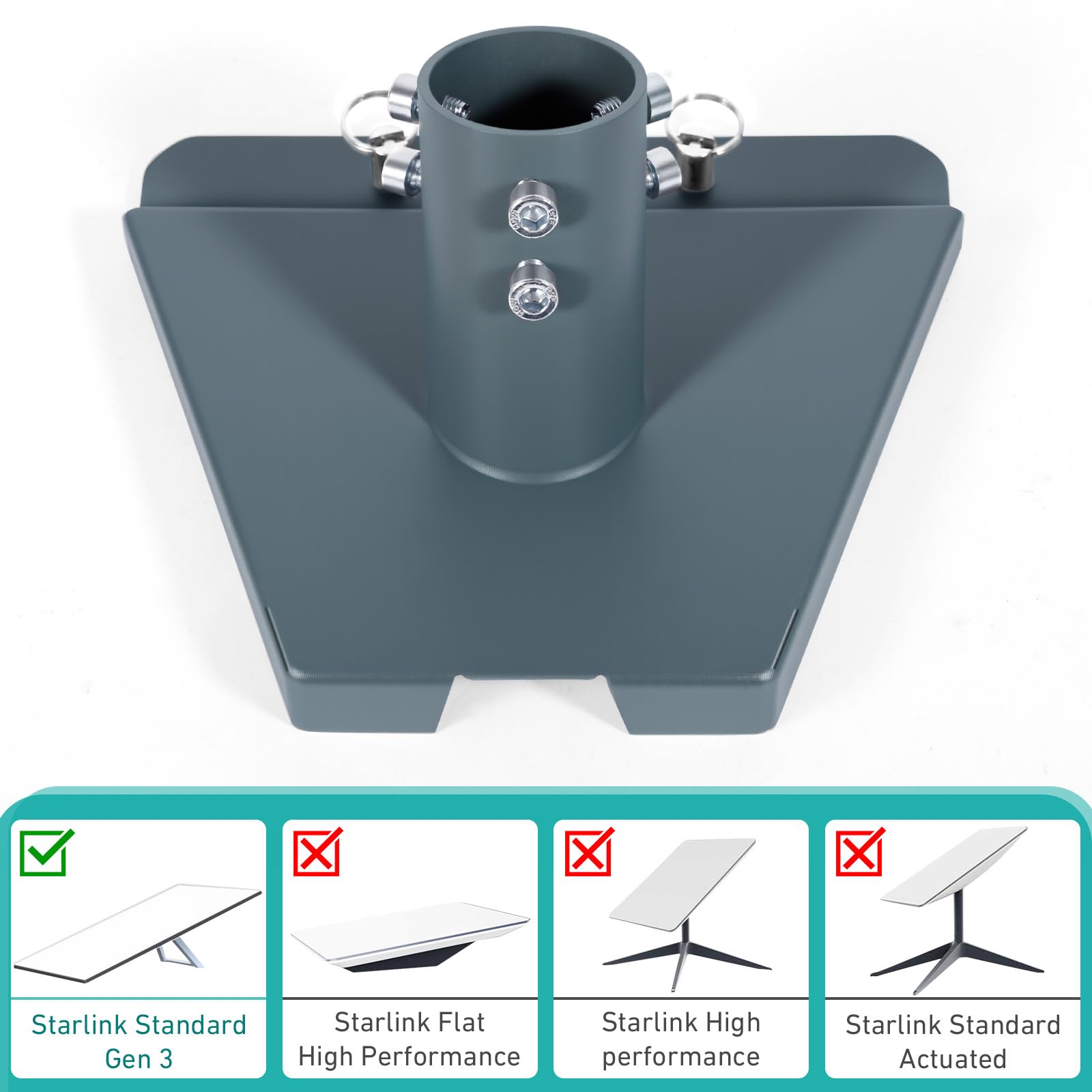 Starlink Gen 3 - Adattatore per tubo e supporto per palo da 28-40 mm, compatibile con standard 4/4X/Gen 3/V4/Enterprise Dishy, in acciaio resistente, con perni di sicurezza in metallo, solo