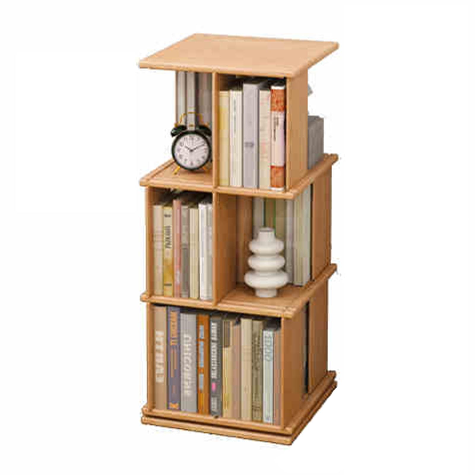 360° 3-tier rotating bookshelf tower for home and office storage (Dark brown) Light Brown - 3 Tier En storlek