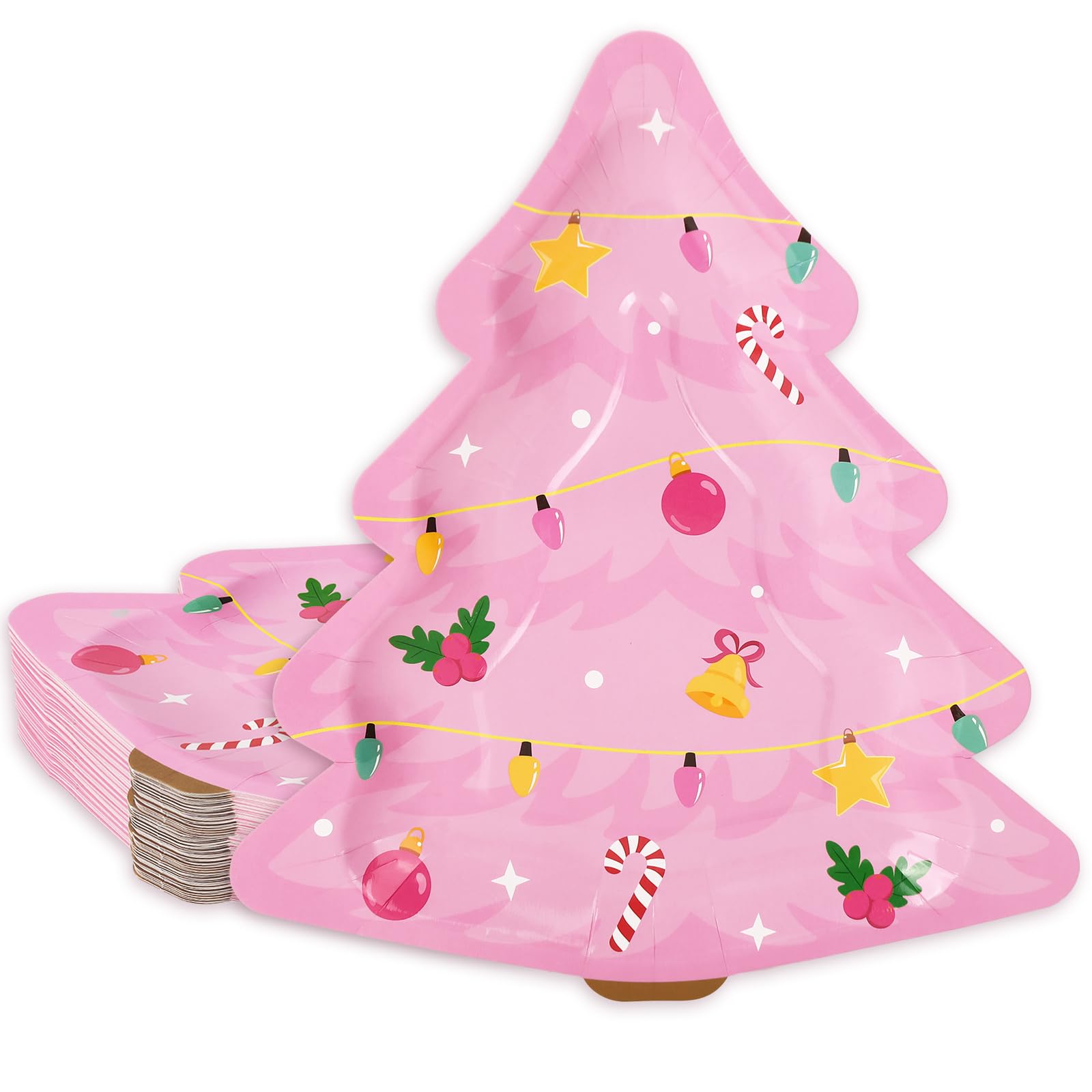 JarThenaAMCS 50 platos de papel de Navidad, platos desechables para árbol de Navidad, platos desechables para Navidad, fiesta de invierno, suministros de vajilla