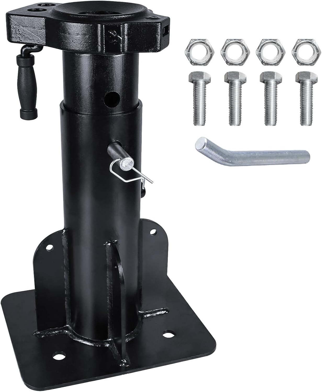 Adjustable 5th Wheel to Gooseneck Adapter Hitch17-23 4Gears Retracted Height, 2-5/16" Ball, 30,000 LBS Capacity, Q235 Steel Coupler Converter for Trailer