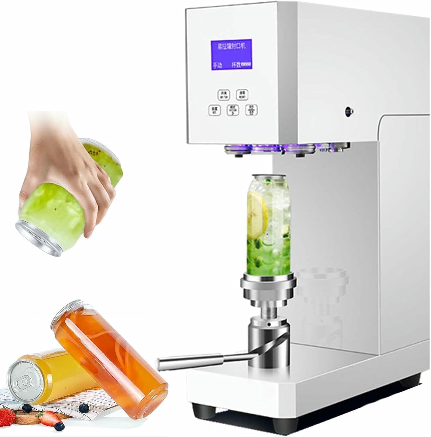Automatic Cans Sealer, Vessel Electric Sealant, Beverage Sealant, 4-6 Seconds/time, Milk Bottles, Tea And Beverage With LED Screen, Smart Panel