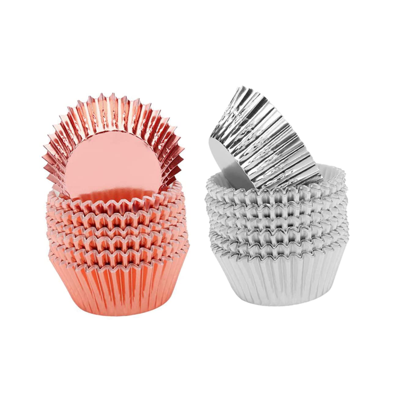 BESTonZON 600pièces Caissettes à Muffins Papier Métallique Épais Rose Pour Gâteaux Et Desserts Pour Fêtes Mariages Et Événements Spéciaux