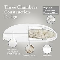 Vista 5 de Globon Almohada de Plumón de Lujo Tamaño Queen Estándar para Dormir, Colección de Hotel Almohada Esponjosa, Almohadas de Cama Suaves de Perfil Bajo