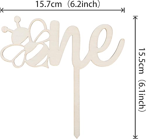 Miniatura 2 de 1 pieza de decoración de pastel de abejorro de abejorros de madera para primer cumpleaños, decoración de pastel de abejorros para baby shower,