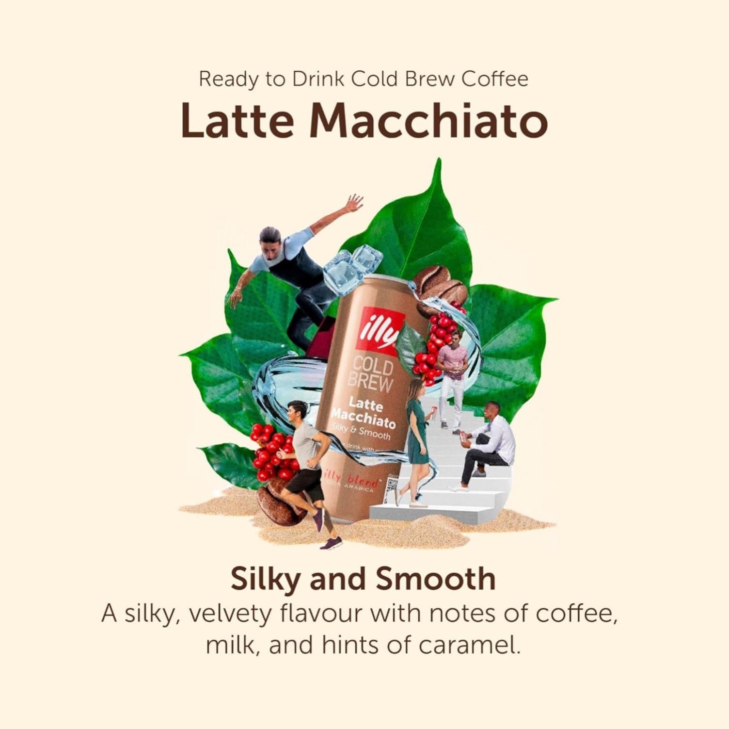 illy Cold Brew Kaffee, Latte Macchiato, trinkfertig, Eiskaffee, 12 x 250 ml Dose