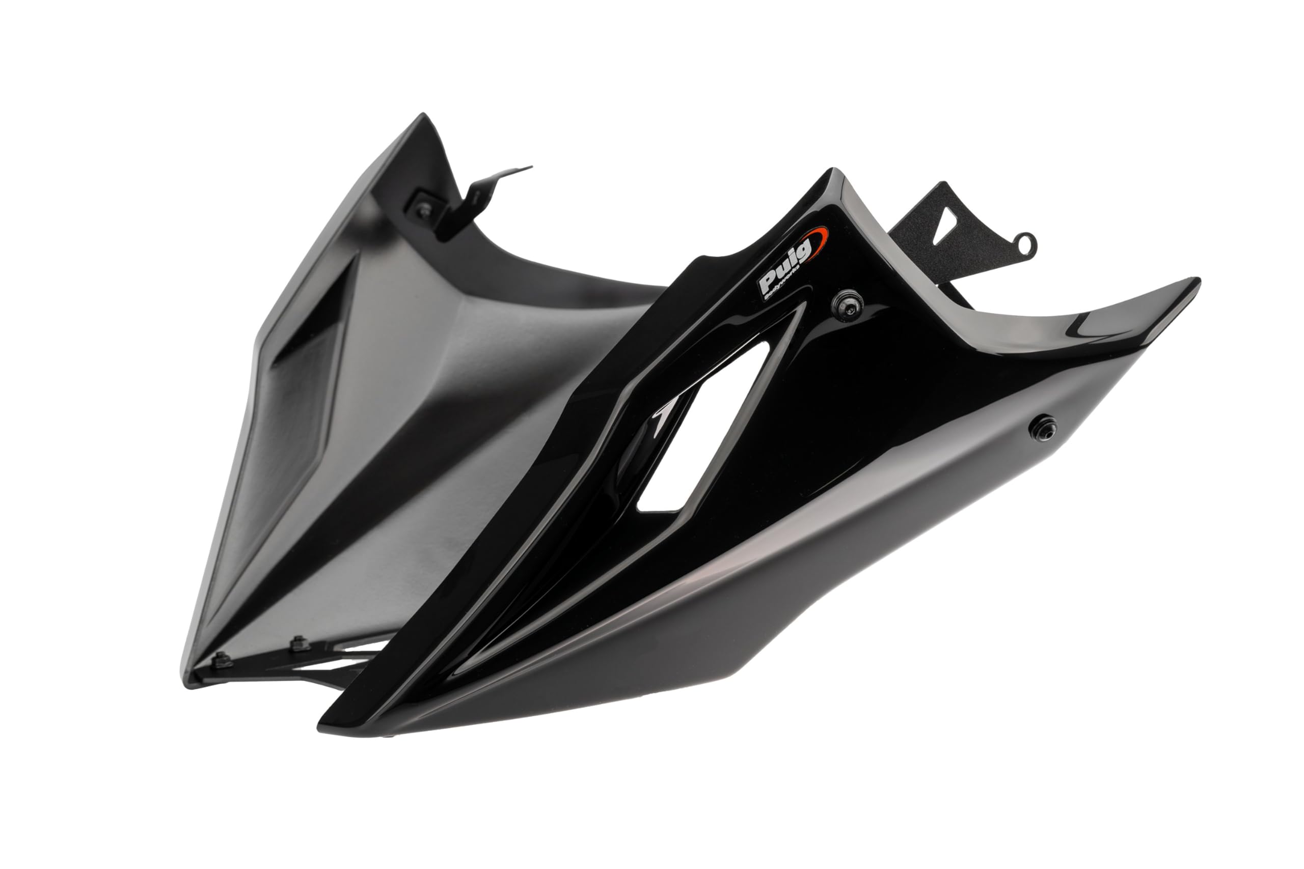 Puig 22732N Lower Fairing aerodynamic motorcycle belly pan made of high-resistance ABS and aluminum with sporty design and engine protection, Black