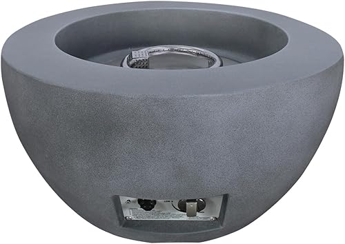 Vista 9 de Kante Mesa auxiliar redonda de hormigón Grigio de 25" de ancho para exteriores Txture Bowl-Grigio