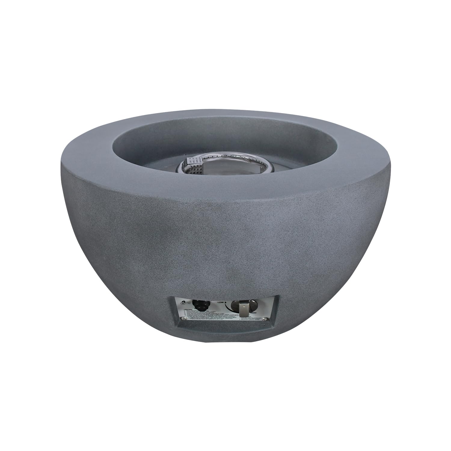 Kante 25 Inch Side Table, Large Concrete Decor Bowl for Outdoor Garden Patio, Side Handles, Natural Concrete