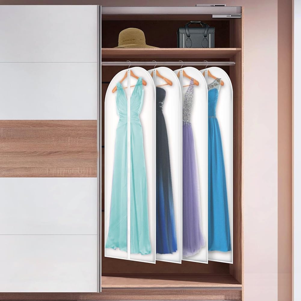 10 Pezzi Custodie Porta Abiti Antipolvere 60 x 140 Cm, Custodie Porta Abiti Nere Impermeabili con Cerniera per Camicie, Cappotti e Costumi(Zwart)