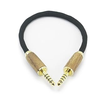 NewFantasia 4.4mm to 4.4mm Male to Male Balanced 5 Pole Connector Headphone Audio Adapter Cable 6N OCC Copper Single Crystal Silver Plated Wire Walnut Wood Shell 15cm