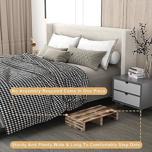 ECROCY Wood Bedside Step Indoor & Outdoor Mobility Step for Seniors, Elderly, Child, Toddlers,Pets and More - 19.7" L x 11.8" W x 4.3" H(Carbonization Color) - Thumbnail 2