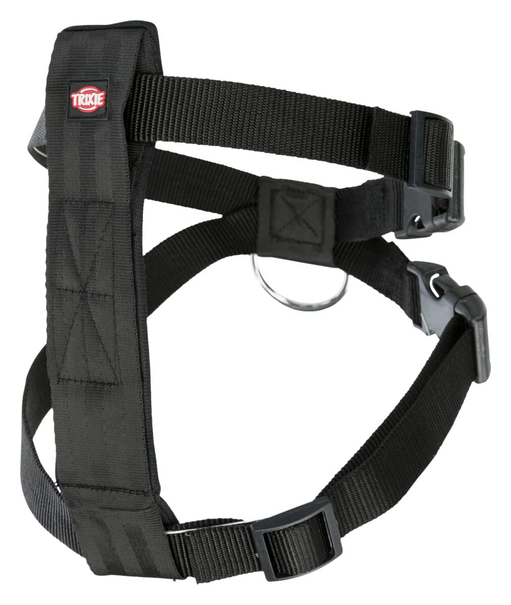 Trixie: - Car Harness | Prevents the Pet from Moving Around in the Vehicle | Adjustable Strap to Suit the Length According to Your Comfort | Can Also be Used for Daily Walk - Black 30–60cm/20mm Small 1