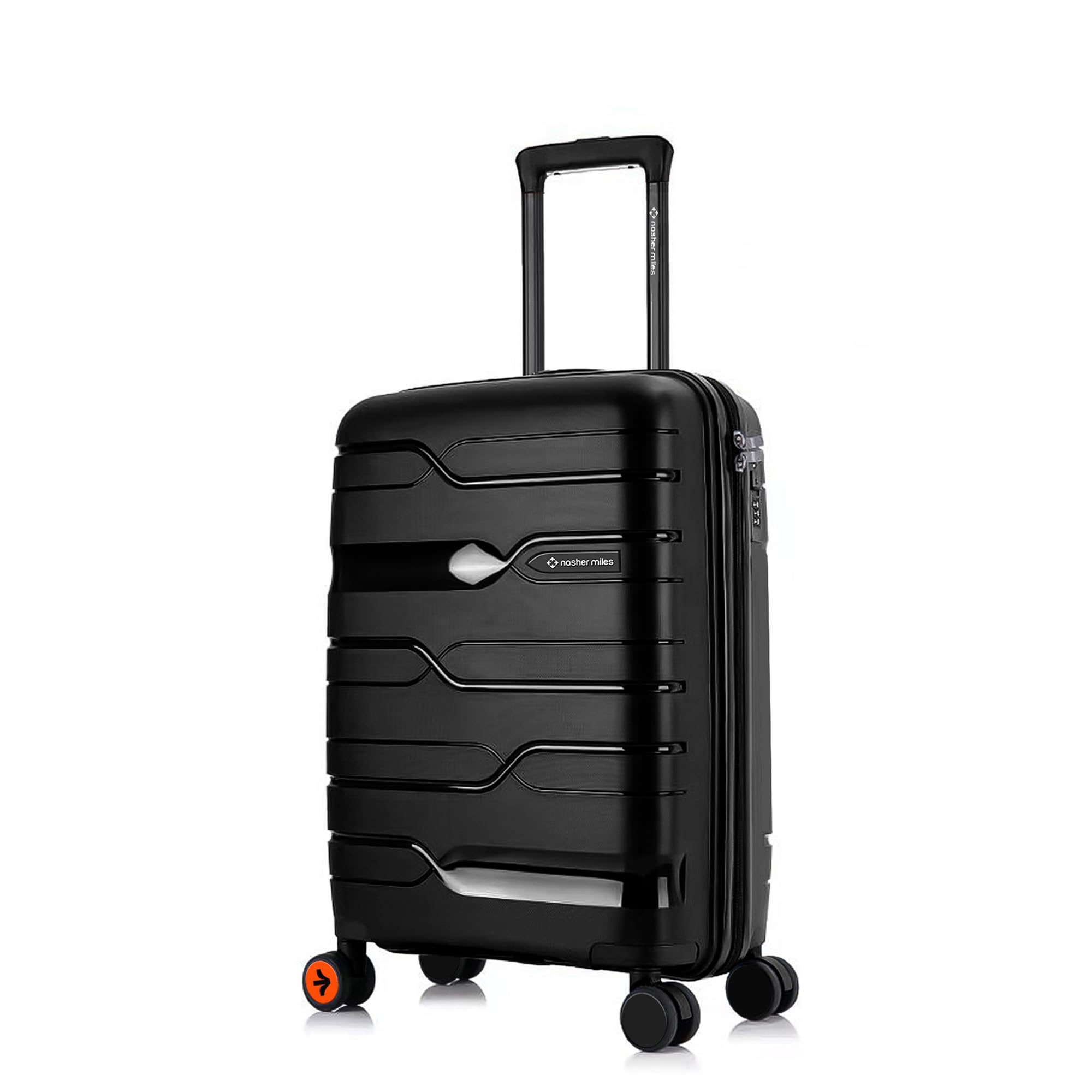 Nasher MilesParis Hardshell-Sided Polypropylene Cabin Luggage Black 20 Inch |55Cm 8 Wheel Inline Trolley Bag, Small
