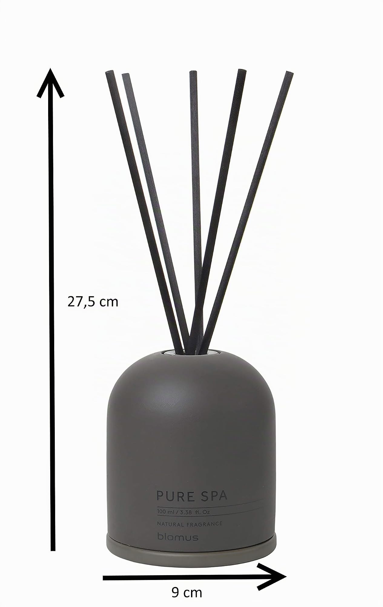 blomus Raumduft -FRAGA- | Farbe Tarmac | Duft Kyoto Yume | 100 ml | Aus Beton, farbigem Glas und Kunststoff; Maße 9 x 9 x 26 cm