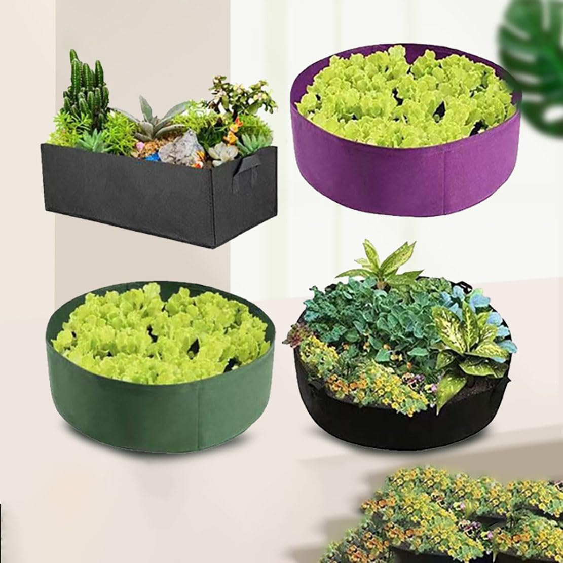 Ulalaza 3PCS Potato Grow Bags with Flap Plant Grow Bags Fabric Multi Ribbon Potato Bag Tomato Vegetable Growth Non-Woven Felt Planting Bag Transparent