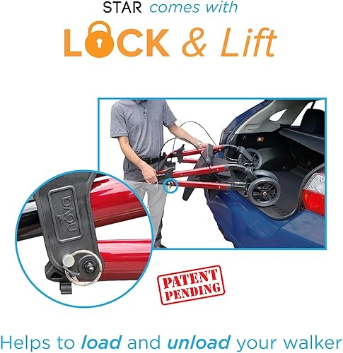 Vista 17 de NOVA Star 8 - Andador con ruedas con sistema de tamaño de ajuste perfecto, ligero y plegable, fácil de levantar y transportar, ideal para viajes