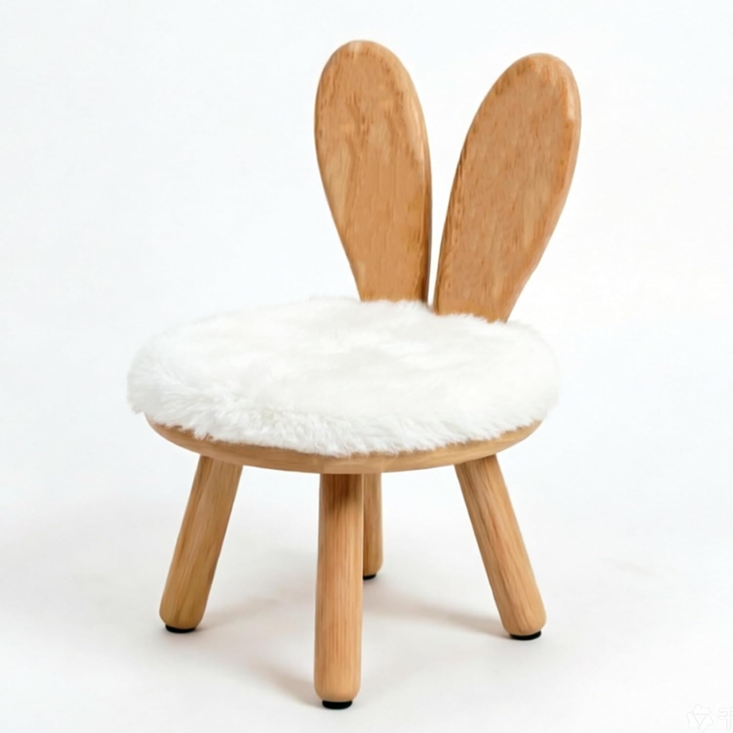 Wooden Rabbit Toddler Chair, Cute Bunny Stool for Kids, Solid Rubber Wood Step Stool for Bedroom, Playroom, Living Room, Easy Assembly, Safe for Ages 1-4 (Short White, 1 Pack)
