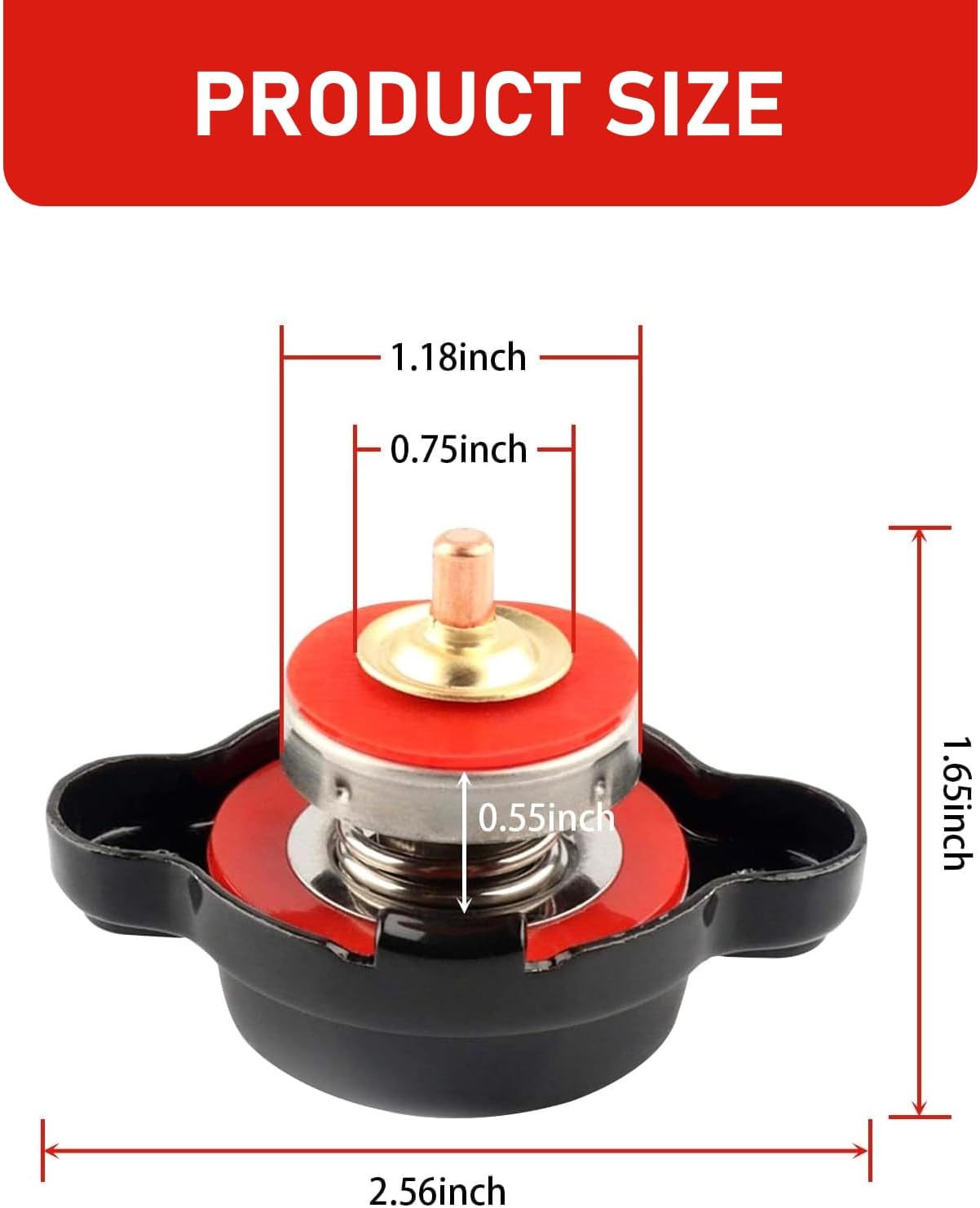 1 PC Car 1.8 Bar High Pressure Water Tank Cap, Keep Water Level Balance Radiator Cap with Thermometer, Tightly Sealed Waterproof Leakproof Cover, Universal for Cars Off-road Vehicles (Black)