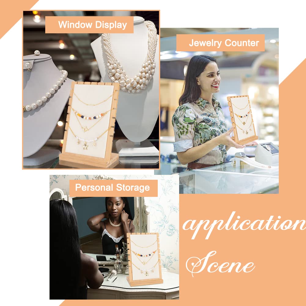 Supporto Per Collane In Bambù - Espositore Gioielli Con Base In Pelle, 9.5x17x25 Cm - Foto 12