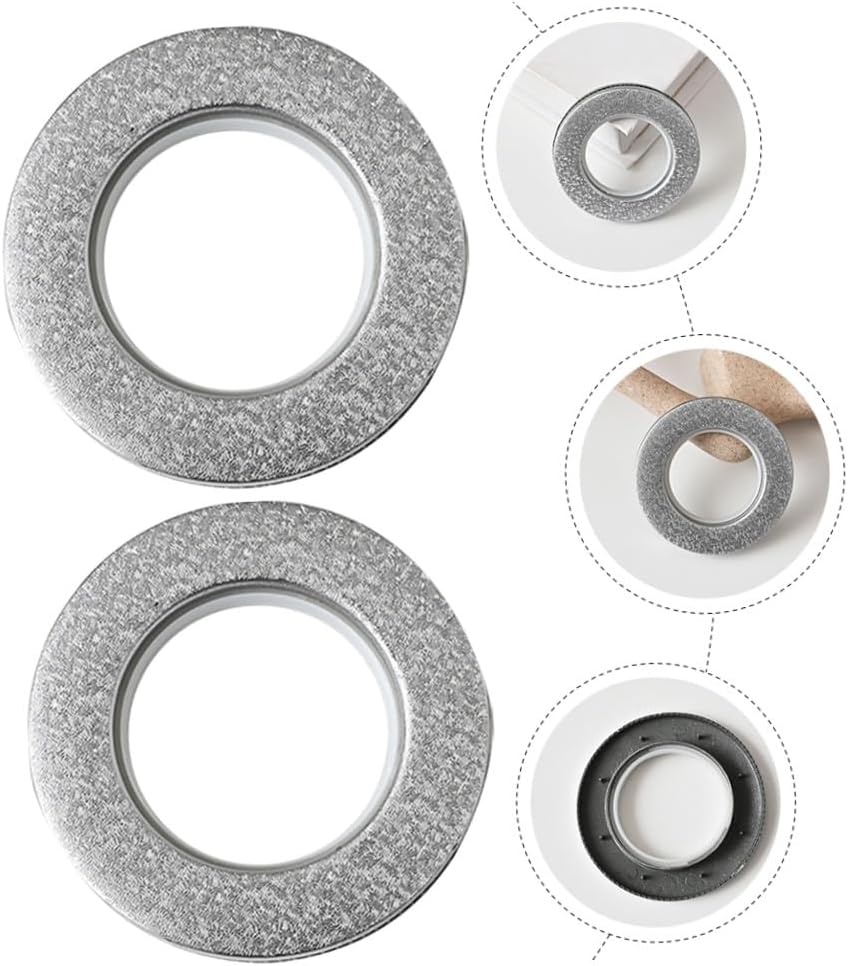 Amosfun 16pcs Curtain Reusable Curtain Grommets for Drapery Grey Design Easy to Install for Home