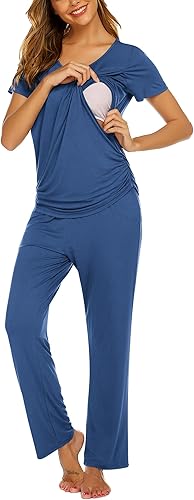 Miniatura 3 de Ekouaer Pijamas de maternidad para mujer, pijamas de lactancia para lactancia materna, conjuntos de descanso posparto, ropa de dormir con capa de
