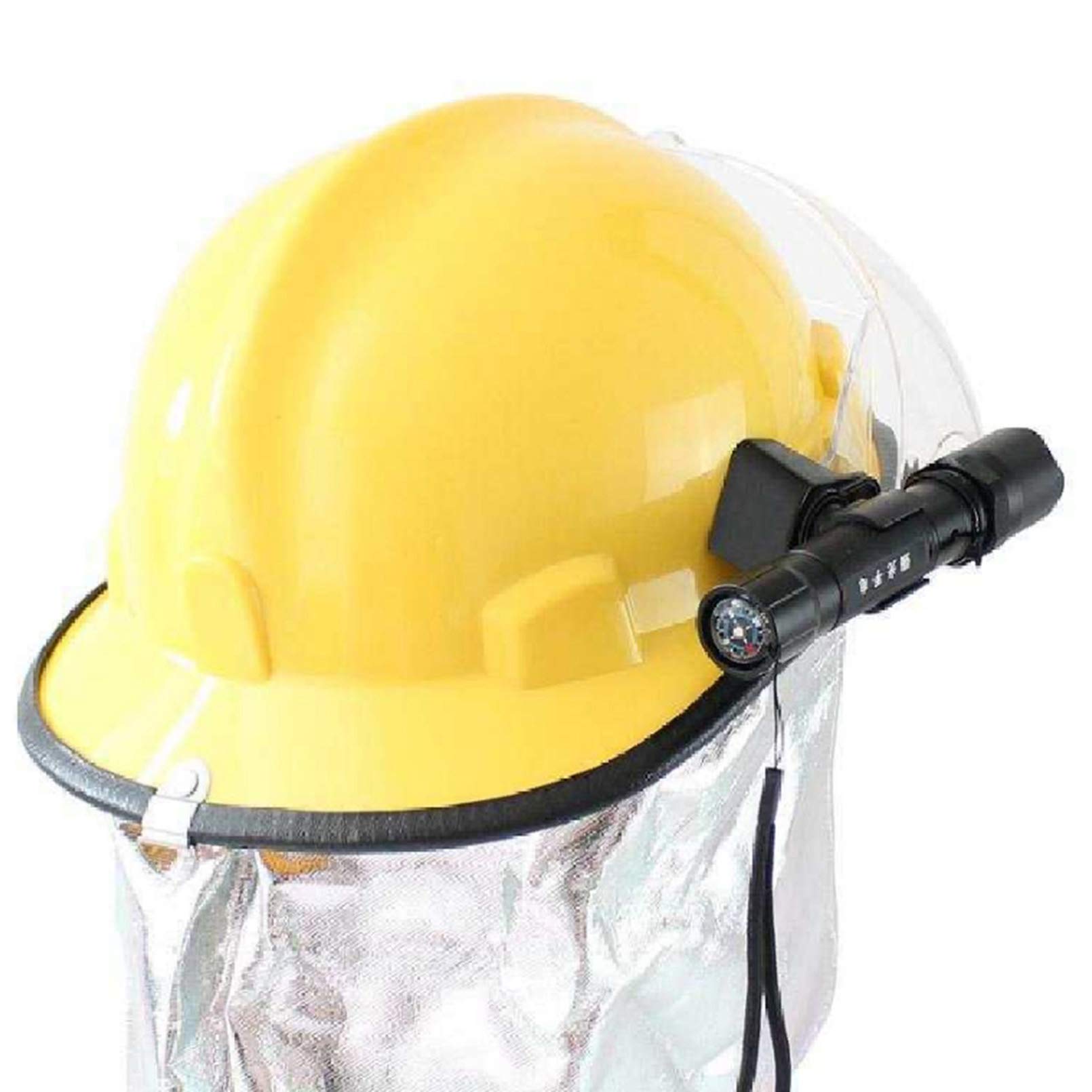 Casco de rescate de incendios para exteriores Casco de obra civil, ABS engrosado Protección anti-rotura Casco de rescate de terremotos con pantalla protectora y linterna reflectante