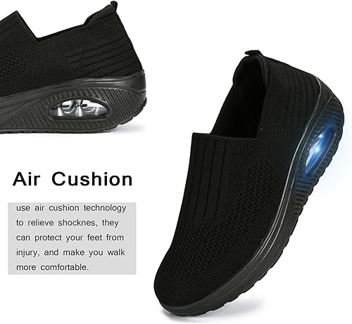 Miniatura 4 de Touchmosees Tenis ortopédicos de cuña para mujer con cojín de aire para diabéticos