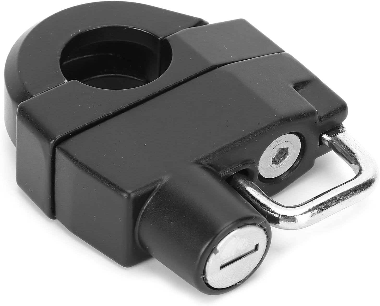Aramox Zamek do Kasku Metalowy Zamek Hakowy z 2 Kluczami Pasuje do 1 Cala 25mm dla Rowerzystów ATV Rower Elektryczny kradzież Uchwyt na Czarny