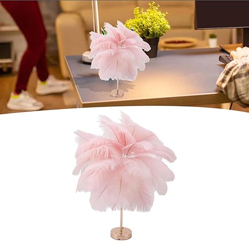 Miniatura 6 de GOWENIC Lámparas de mesa inalámbricas, luz de escritorio con control táctil, lámpara de noche LED recargable, luz nocturna de plumas de avestruz,