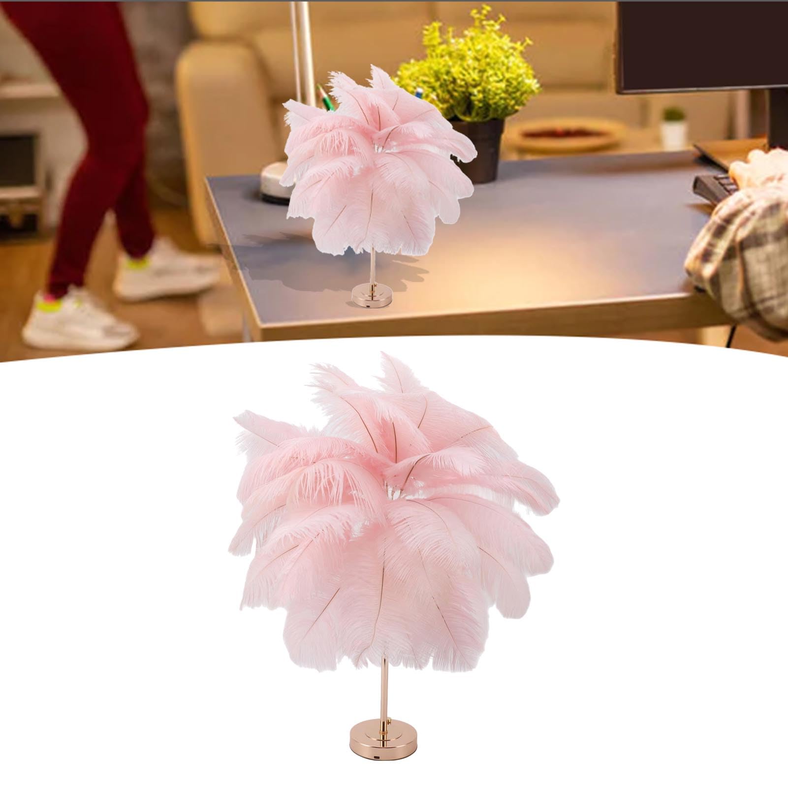 GOWENIC Lampada Da Tavolo Touch Control Con Piume Di Struzzo, 30 Pezzi