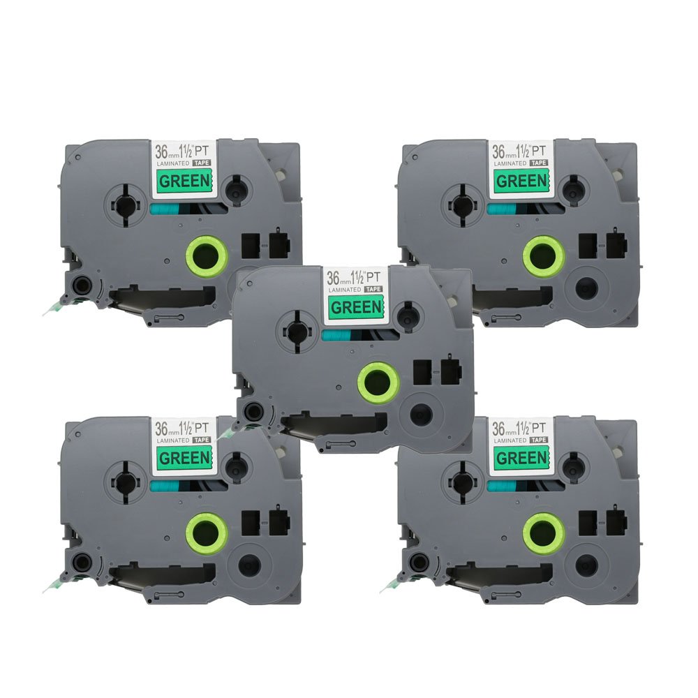 BROVACS 5 Pack Black on Green Label Tape Compatible for Brother P-Touch TZ 761 TZe 761 36mm 1 1/2" OPA1176x5 โ image 1