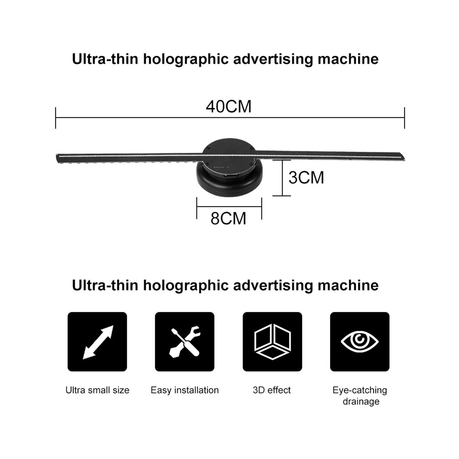iumLeap 3D Hologram Fan, Naked-Eye Holographic 3D Hologram Projector Advertising Display Trade Show, Holographic Fan Spinner