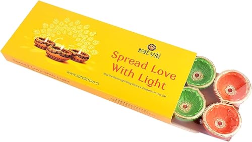Miniatura 5 de SATVIK - 10 piezas de arcilla multicolor Diya terracota Dia tradicional Puja Vilakku lámpara de aceite natural Mitti Diya luz de té de bienvenida