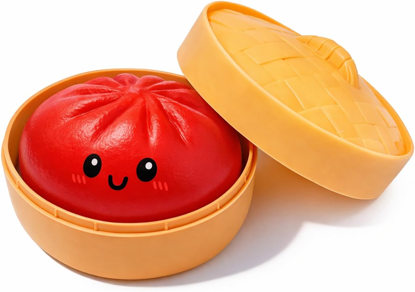 Glitter Dumpling Squishy, Giant Colorful Dumpling Squishies, Soft Squeeze Stress Relief Squishy for Adults, Desk Anxiety Relief Fidget (Red)