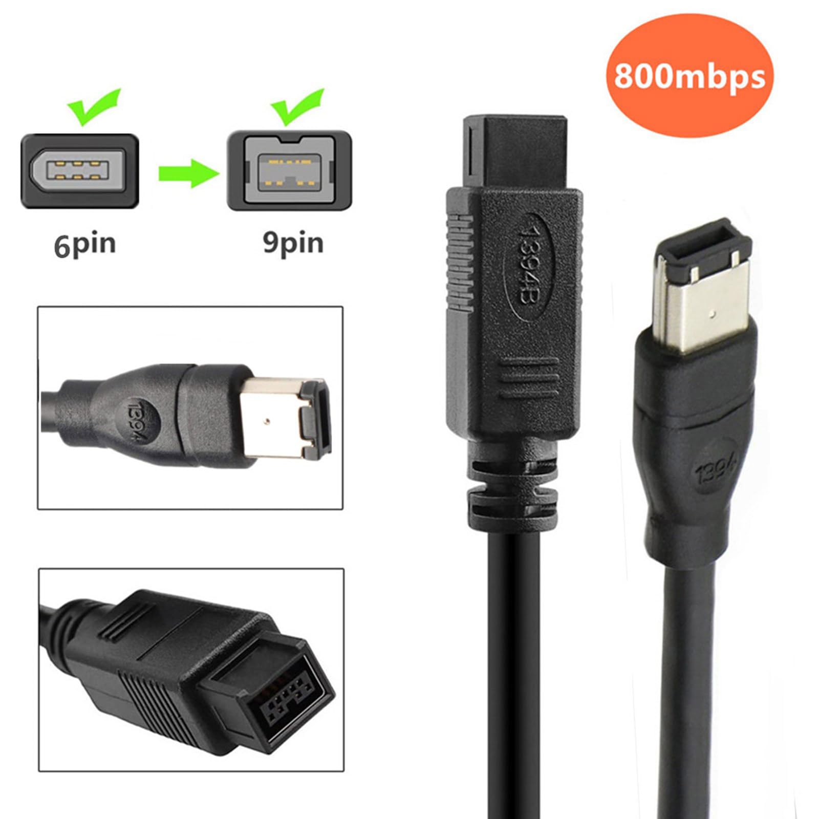Amazon.co.jp: IEEE1394 FireWiresケーブル6ピンから9pinコネクタ