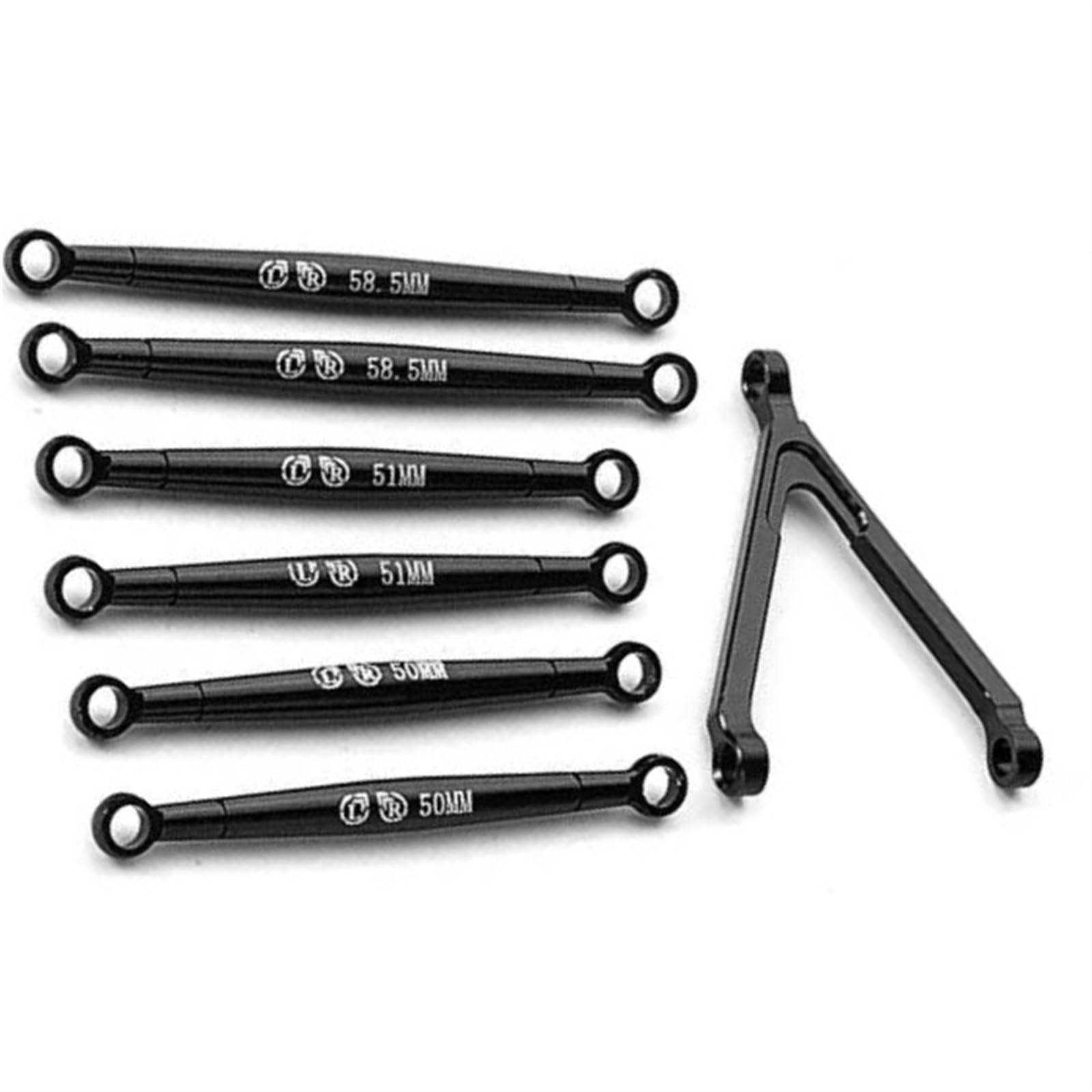 Varilla de Tracción para Axial SCX24 1/24 RC Car Parts 7 Piezas Distancia Entre Ejes RC Juego De Varillas Enlace Dirección Aleación Aluminio(Black)